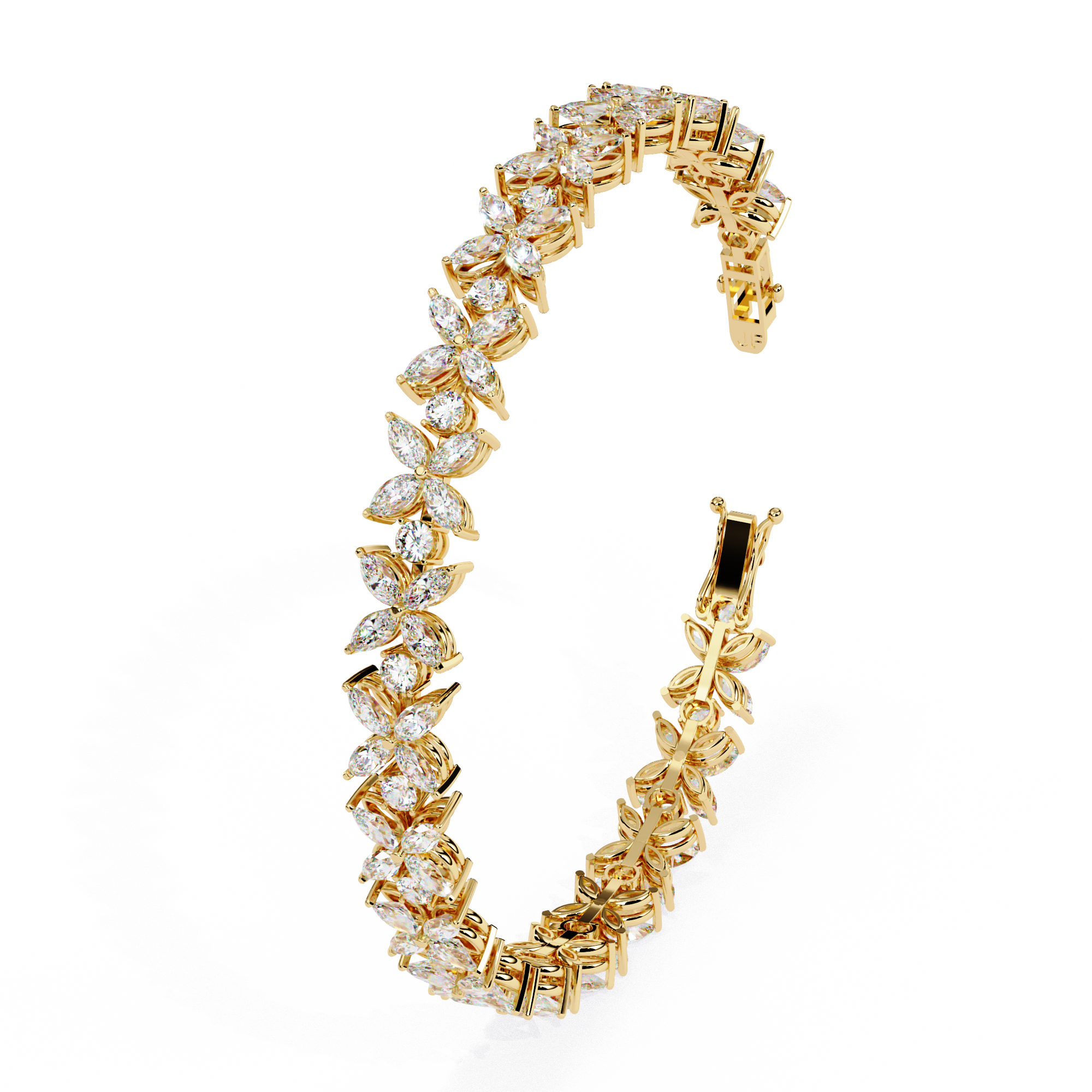 Solitairekart 6.25ct Marquise Floral Lab Grown Diamond Tennis Bracelet
